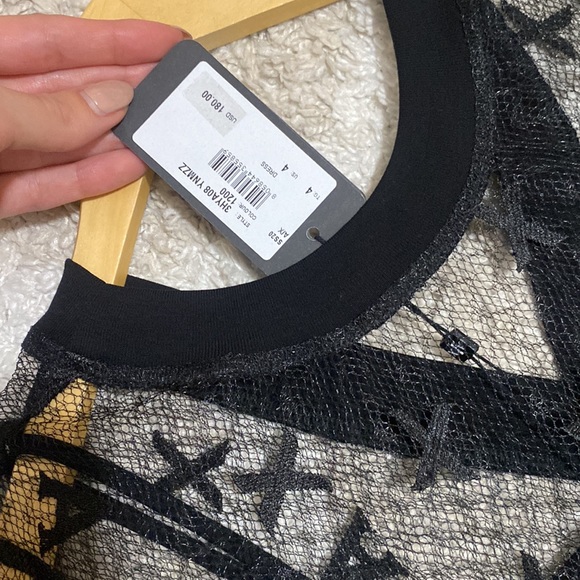 NWT Armani Exchange A/X Embroidered Black Mini / Midi Occasional Dress | Size 4 - Picture 7 of 7